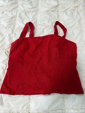 Quince Red Linen Square-Neck Camisole